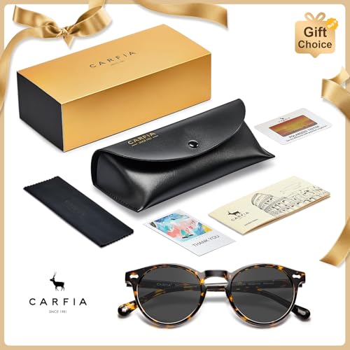 CARFIA CA5288 Tortoise Polarized Sunglasses – Acetate Frame, Round Vintage Style — view 7