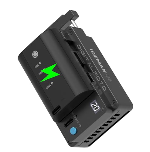 DFCINE ICEMAN-E6 Refroidisseur de caméra + batterie LP-E6P, ventilateur thermoélectrique TEC avec indicateur LED et double puissance, batterie rechargeable...