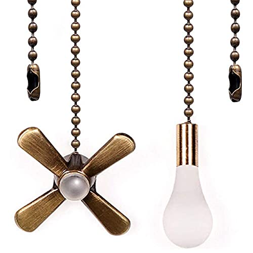 Image of Ceiling Fan Pull Chain Decorative Ornaments Extension for 13.6 Inch Fan Pulls and Light - 2 Pcs (Bronze)