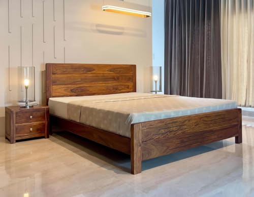Image of Solid Sheesham Wood Bed Wooden Dreamy Nights Bed for Bedroom and Home Furniture | (Bed-2)