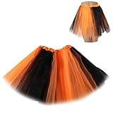 Tutús para mujer, faldas de tul tutú para mujer, disfraces para mujer, faldas de tutú de 3 capas para niñas, adolescentes, Halloween, correr, Naranja y Negro, Talla única