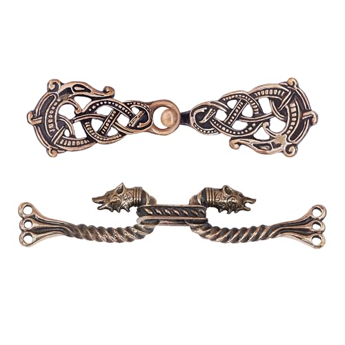 Image of Lord of Battles Viking Cloak Clasp Bronze Cloak Pin Celtic Brooch Pin for Cloak Scarf, Shawl Handmade Lost-Wax Cast Bronze