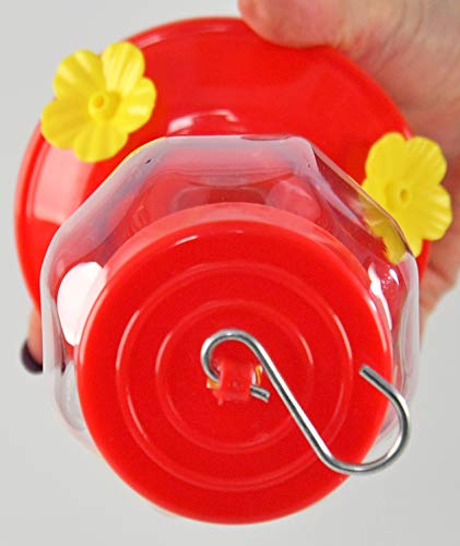 Home-X Classic Hummingbird Feeder, Hummingbird Nectar Dispenser, Hanging Outdoor Bird Perch, 7" L X 3 ¾” D, Red/Clear #TOP7