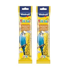x2 VITAKRAFT Budgie Treat Egg & Grass Seeds Sticks 2pk Kracker Boredom Breaker