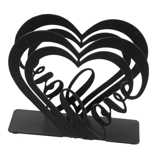 CLISPEED Toallero De Papel De Escritorio Servilletero Ponderado Al Aire Libre Bar Decoración Accesorios Mujer Inoxidable Porta Cubiertos Para Fiesta Exterior Corazón Estante Planchar Black