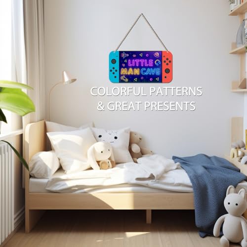 Little Man Cave Sign for Boys Game Console Room Decor Boys Room Decor Space Astronaut Living Room Wall Decor Wooden Hanging Plaque Wood Sign Wall Pediments Wallart Game Room Playroom Bedroom Decor