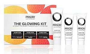 Image of Priori Skincare Glowing Kit 3-Piece Travel Size Set for Women and Men Pore Refining Face Wash, 24-Hour Retinol Moisturizer, Brightening Serum Great for Beauty Gifts, Discovery & Travel Sets