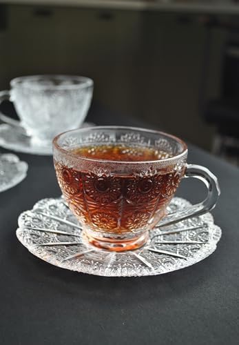 12 Parça Kristal Cam Çay Seti 200 ml 6 Kişilik Lüx Çay Fincan Takımı - Görsel 4