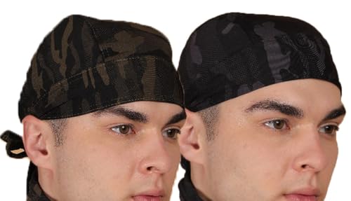 BISMAADH Stretch Lycra 4way Patka/Skull Cap Bandana - Cycling, Riding, Fashionable Helmet Liner Head Cap for Men & Women
