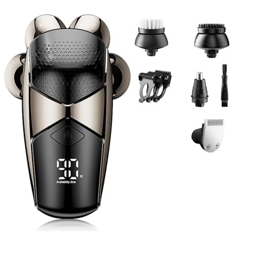 Rasoir électrique pour homme chauve rotatif 3D : kit de toilettage étanche rechargeable