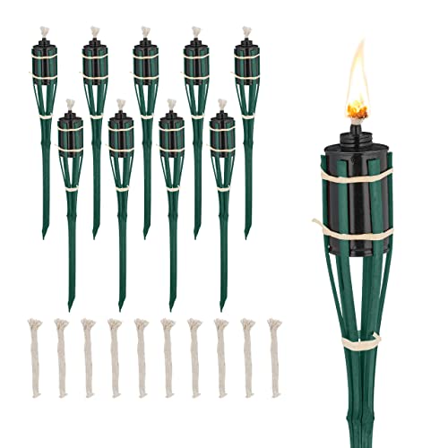 6 Bambusfackeln 90 Cm – Mit Dochtschutz/Kindersicherung, Schwarzem Tank, Für Garten & Terrasse