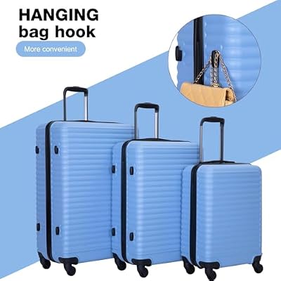 Travelhouse Suitcase Hardshell 3 Piece Luggage Set,Lightweight Hardside Travel Suitcase set with Spinner Wheel,TSA Lock