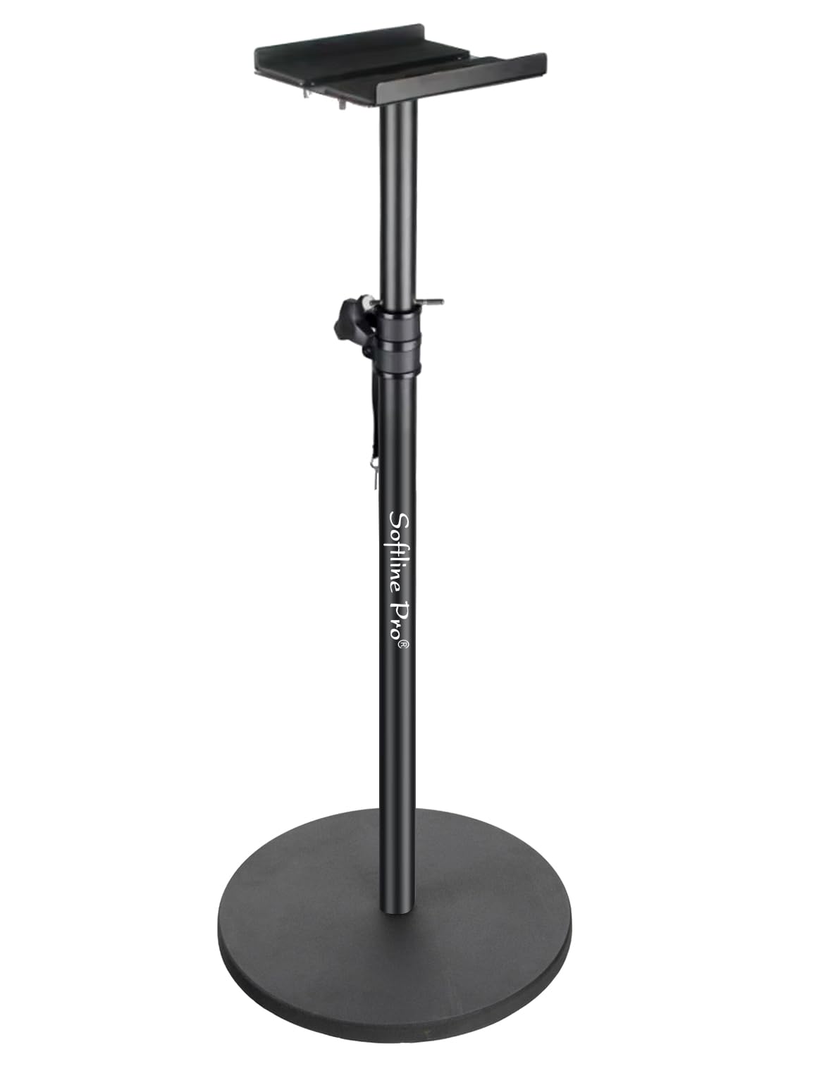 softline pro heavy duty studio monitor stand round base with adjustable top plate 15-27cm - single (sp 904 rv)