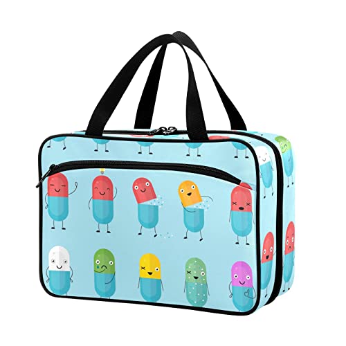 Naanle Pill Organizer Bag Travel Pill Bottle Medicine Organizer Home Storage Medication Bag for Vitamin Supplements, Happy Pills Empty First Aid Bag for Car Camping