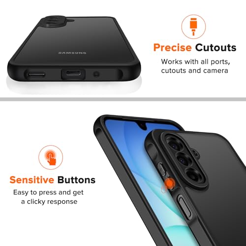Image of ivoler 3-in-1 Case for Samsung Galaxy A17 5G with 2 Pack Tempered Glass Screen Protector, [Military Grade Protection] Matte Thin Slim Phone Bumper Cover Hard Back [Anti-Scratch]- Black