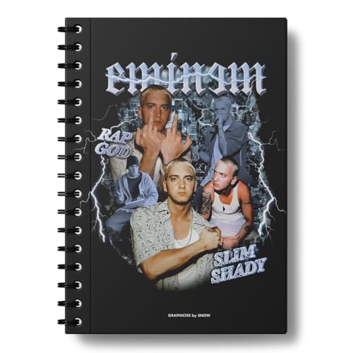Image of zenithink Eminem Singer Music Wiro Journal Notebook | 80 gsm Paper With 350GSM Hard Cover | Unruled | Pages - 160 | | A5 Size | Wiro Binding | Versatile for School, Home & Office