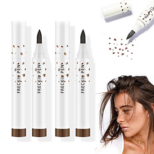 LOKFAR 2 Pcs Freckle Pen Set, Natural Lifelike Fake Freckles Makeup Pen Magic Freck Brown Color Freckles Makeup Tool Long-Lasting Waterproof Dot Spot Pen for Effortless Sunkissed Makeup (Dark Brown)