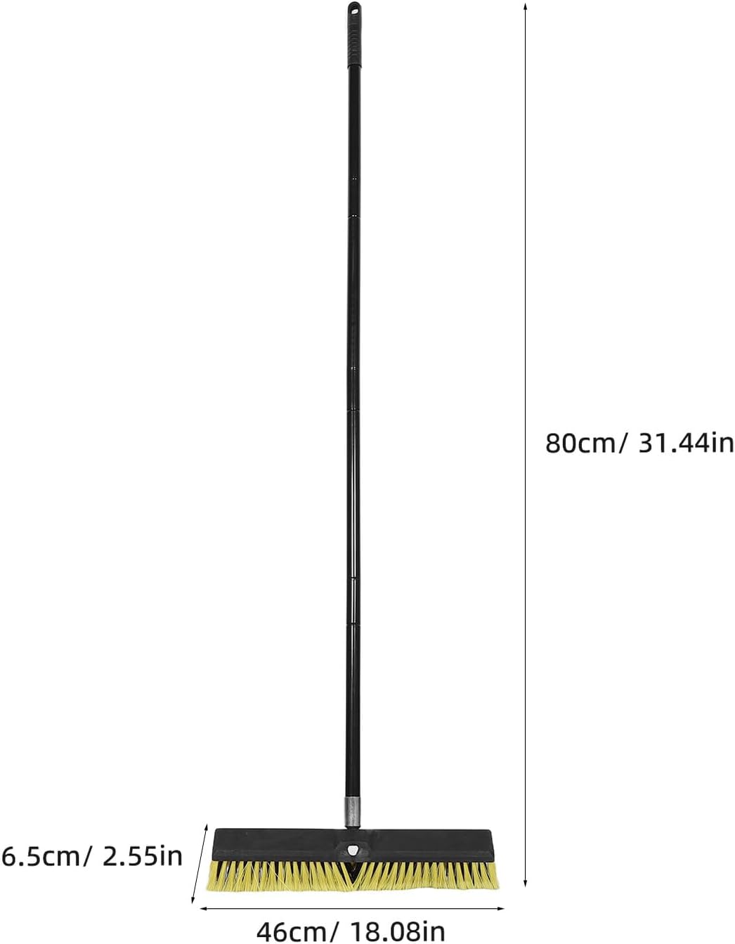 Outdoor Push Broom with Aluminum Handle, 80cm Deck Cleaning Brush for Patio, Driveway, Garage, and Yard, Commercial-Grade Concrete Sweeper with Stiff Bristles for Wet and Dry