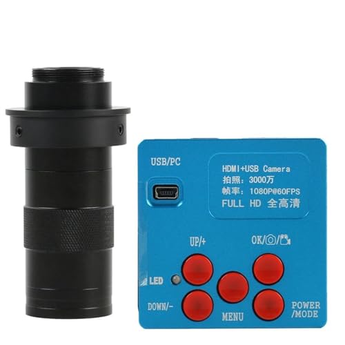 顕微鏡キット デジタル 1080P 2K 30MP 産業用ビデオ HDMI 顕微鏡カメラ、130X 40mm ズーム C マウント レンズ付き、PCB 修理はんだ付け用 顕微鏡レンズアダプター
