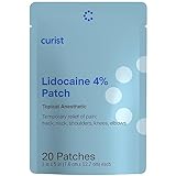 Curist Super Stick Lidocaine Patches Topical Pain Relief - Long Lasting Adhesive for Back Relief, Neck Relief, Sore Muscle Relief (20 Patches -1 Pack - 3x5' Lidocaine 4% Patches)