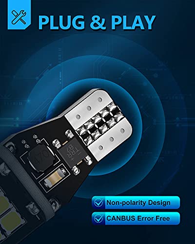 Yorkim 921 LED Bulb White CANBUS Error Free T15 LED Bulb Reverse Lights for Truck 921 LED Reverse Light Bulb Car LED Replacement Bulb for 906 904 902 W16W 912 led bulb, Pack of 2 - Image 6