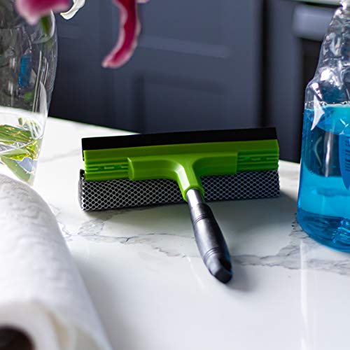 Window Squeegee Cleaning Tool | Squeegee Cleaner For Windows, Glass, Car Windshield | 2-In-1 Squeegee And Scrubber Sponge Washing Kit | Multi-Surface Washer - Indoor Outdoor Use #TOP4