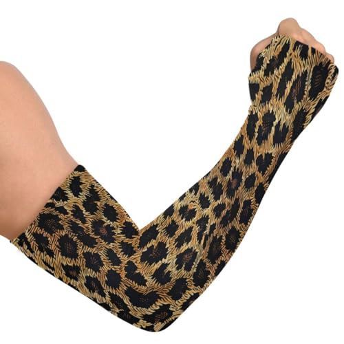 Cooling Arm Sleeves for Men Women UV Sun Protection Arm Covers Cheetah Animal Leopard Compression Sleeves Sports Football Golf Cycling