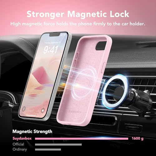 Image of Magnetic for iPhone 17e /iPhone 16e Case, Compatible with MagSafe, [Soft Anti-Scratch Microfiber Lining] Slim Silicone Shockproof Protective Phone Case for iPhone 17e /16e 6.1 inch, Chalk Pink