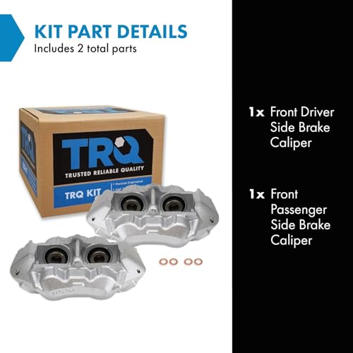 Image of TRQ Front Driver and Passenger Side Brake Caliper Set Caliper Brackets Hardware Compatible with 1965-1982 Chevrolet Corvette