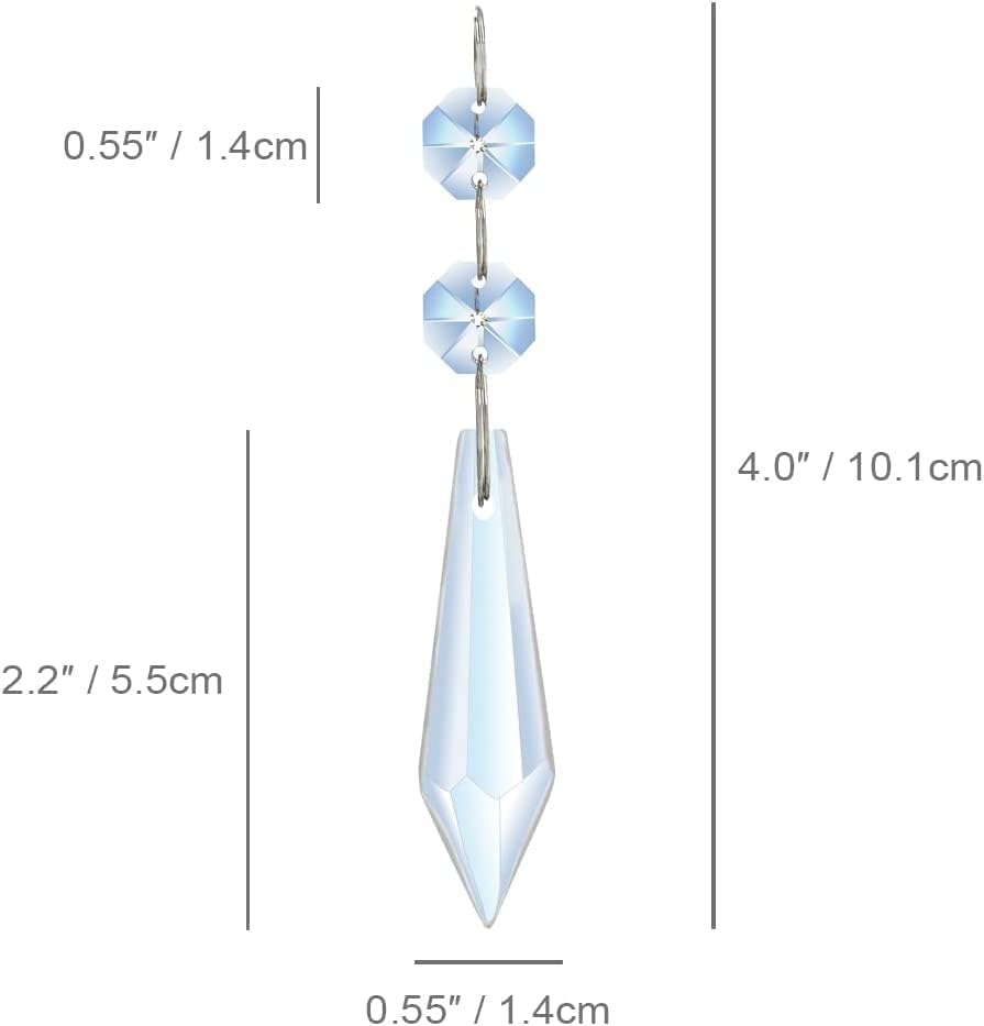 H&D HYALINE & DORA Pack of 25 55mm Hanging Chandelier Crystals Icicle Prisms Pendants,Crystal