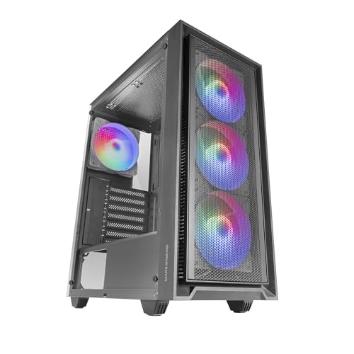 MARSGAMING MC-AIR, Case Gaming ATX, 4x Ventole FRGB Rainbow 120mm, Pannello Frontale Mesh, Finestra...