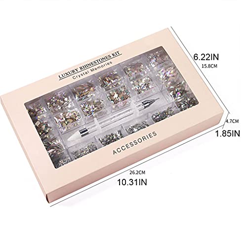 Gergxi Crystal Nail Art Set Strasssteine Nagel Edelsteine schillernde klare Klasse Multi-Form flache Rückseite glänzend… – Bild 6