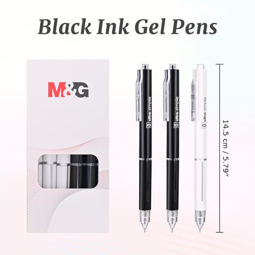 Set 6 bolígrafos gel 0.38mm negro retractil M&G miniatura 3