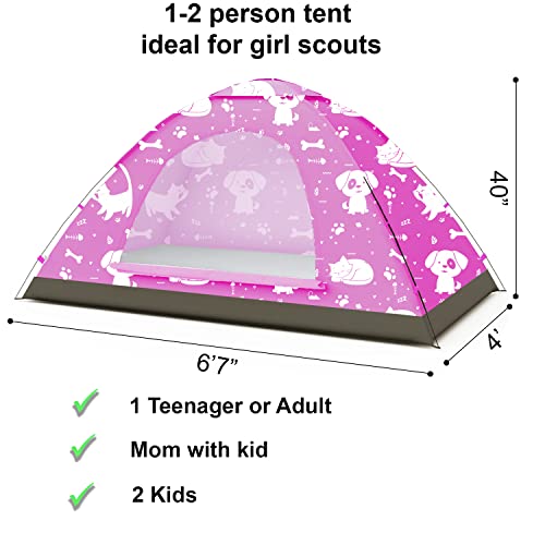 Kidzadventure 2 In 1 Kids Play Tent/Kids Tent For Camping | 1 – 2 Person Backpacking Tent For Kids | Ultralight Indoor & Outdoors Kids Tents – Best Friends Theme #TOP1