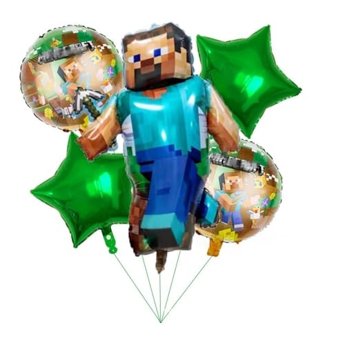 Fashion Yo Balloon Garland Arch Kit Macaron Metallic Confetti Balloons for Birthday Party Wedding Christening Communion Decorations (Minecraft 5pcs)