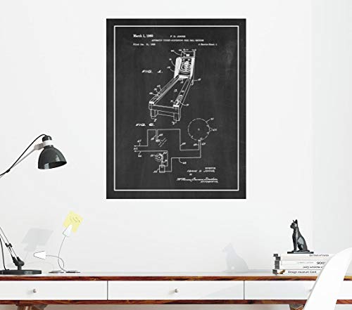 Automatic Ticket-dispensing Skee Ball Machine Patent Print Chalkboard with Border (24\" x 36\") M11952