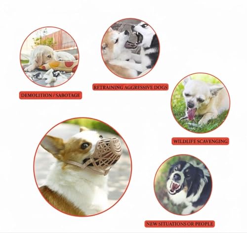 Image of Adjustable Breathable Basket Dog Muzzle for Medium & Large Dogs | Anti-Biting & Safe Guard | Lightweight, Durable & Skin-Friendly Dog Muzzle for Training & Walking (6 No.) Weight-28 to 40kg.