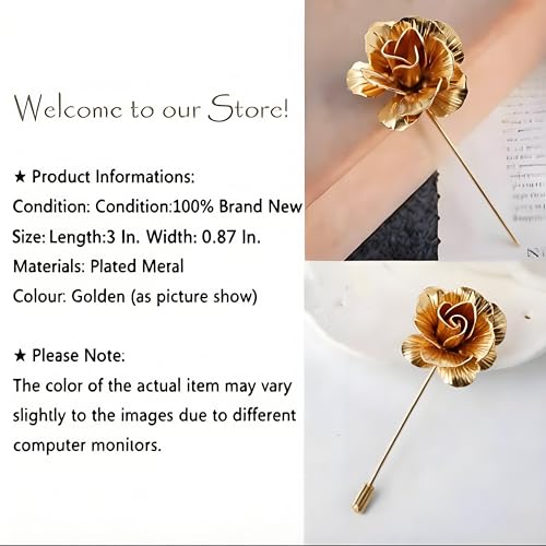 Image of Suit Pins for Men, Brooch for Men, Lapel Pins for Men Women, Mens Lapel Pins for Suits, Mens Brooch for Suits Hats Scarf Jacket, Fitted Hat Pins for Women Men, Men's Silver Gold Lapel Pin for Wedding