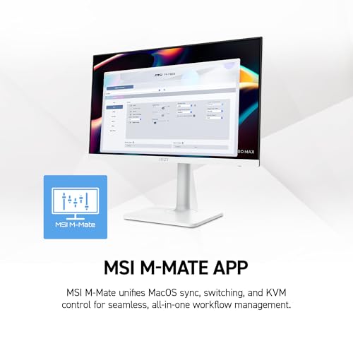 Image of msi PRO MAX 271PHW E14 27-inch IPS 1920 x1440(FHD) Hub Computer Monitor, 144Hz, Free-Sync,HDR Ready, HDMI, DisplayPort,65W Type C, ΔE < 2, Height Adjustable, Circular Polarizer, Speaker, White