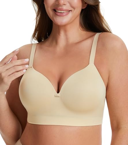 DotVol Women's Wirefree Full Coverage Comfortable Plus Size Everyday T-Shirt Bra