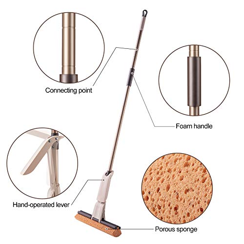 Eyliden Sponge Mop For Floor Cleaning With 2Pcs Absorbent Sponge Hands Free Wash Roller Mops For Kitchen Bathroom Office Hardwood Laminate Tile Marble Ceramic Floors #TOP1