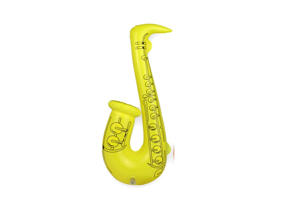 Inflatable Saxophone 55cm –Blow Up Party Instrument Costume Prop for Events, Celebrations & Fancy Dress (YELLOW)