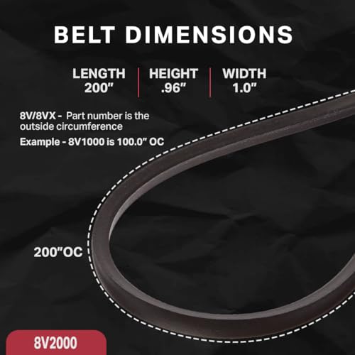 Image of BESTORQ 8V2000 Rubber V-Belt, Wrapped, Black, 200 inch Length x 1 inch Width x 0.96 inch Height