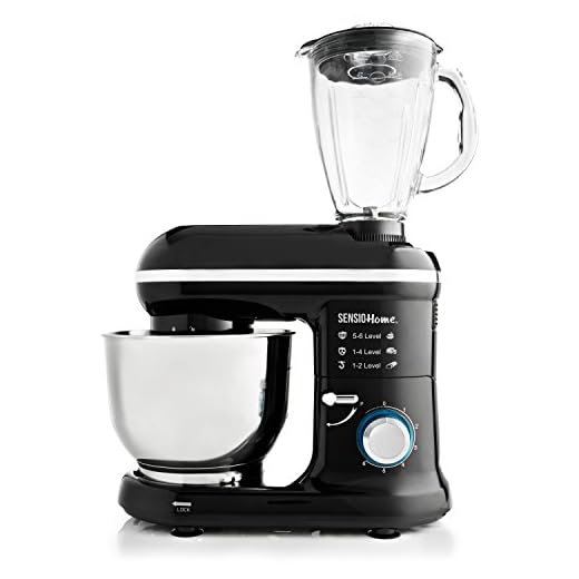 Sensio Home Robot De Cocina 2 en 1 Mezcladora Procesadora Batidora Multifunción | Motor Eléctrico de 1000 W - 6 Velocidades | Amasadora, Batidor y Gancho | Tazón de Acero Inoxidable de 4.5L