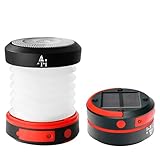 Asaeh Solar Camping Lantern - LED Lanterns for Power Outages, Camping Lights, Emergency Flashlight - Collapsible Lamp, Rechargeable W/ Solar or Plug