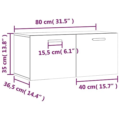Armoire murale design gris béton meuble suspendu chic 80 cm en bois robuste - 3