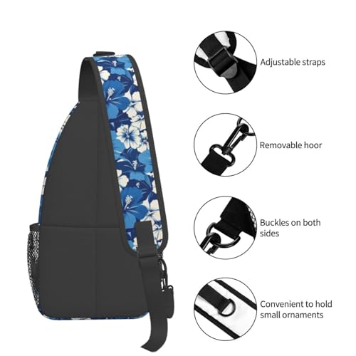 Image of Blue-Hibiscus Crossbody Bag Sling Bag Backpack Chest Bags Shoulder Bag for Women Men