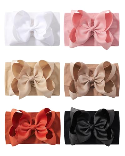 Image of doboi 6PCS Baby Girl Headbands - Ribbon Bow Nylon Hair Accessories for Infants, Newborns, and Toddlers