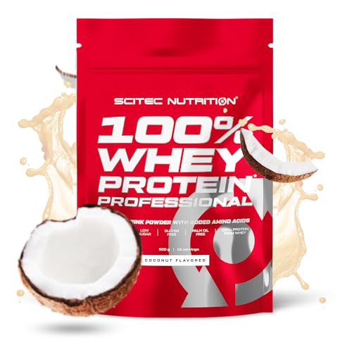 Scitec Nutrition 100% Whey Protein Professional - Mejorada con Aminoácidos Extra y Enzimas Digestivas - Sin gluten - Sin aceite de palma, 500 g, Coco