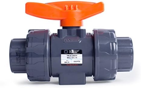 HYDROSEAL Kaplan 1’’ PVC True Union Ball Valve with Full Port, ASTM F1970, EPDM O-Rings and Reversible PTFE Seats, Rated at 200 PSI @73F, Gray, 1 inch Socket (1 inch)